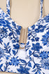 Floral Print Hardware Accent Notched Neck High Waist Bikini Set