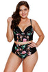Floral Print High Waisted Bustier Bikini Set