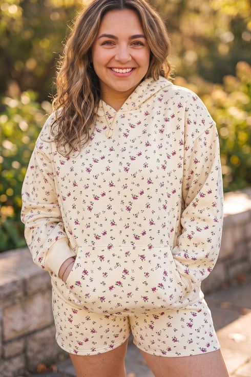 Floral Print Hooded Long Sleeve Loungewear Set