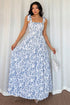 Floral Print Knot Strap High Waist Flared Maxi Dress