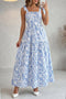 Floral Print Knot Strap High Waist Flared Maxi Dress