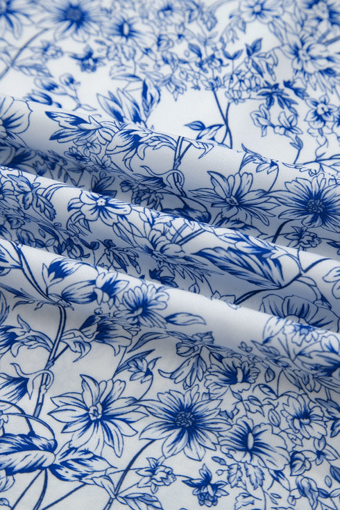 Floral Print Knot Strap High Waist Flared Maxi Dress