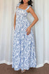 Floral Print Knot Strap High Waist Flared Maxi Dress