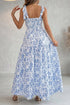 Floral Print Knot Strap High Waist Flared Maxi Dress