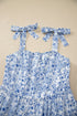 Floral Print Knot Strap High Waist Flared Maxi Dress