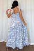 Floral Print Knot Strap High Waist Flared Maxi Dress