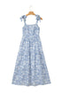 Floral Print Knot Strap High Waist Flared Maxi Dress