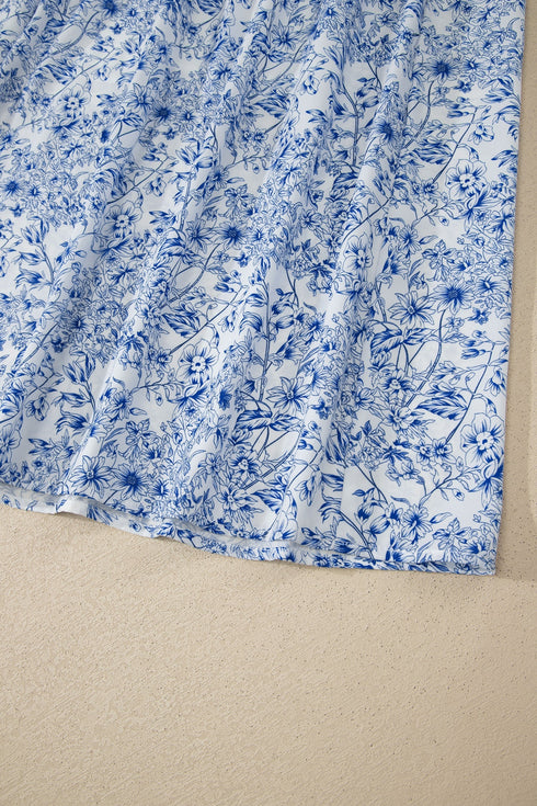 Floral Print Knot Strap High Waist Flared Maxi Dress