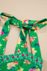 Floral Print Knotted Tie Strap Trimmed Midi Dress