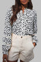 Floral Print Lace Insert Button Front Long Sleeve Blouse