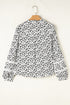 Floral Print Lace Insert Button Front Long Sleeve Blouse