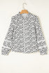 Floral Print Lace Insert Button Front Long Sleeve Blouse