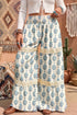 Floral Print Lace Patchwork Wide Leg Pants