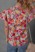 Floral Print Lace Trim Ruffle Sleeve Cotton Blouse