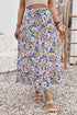 Floral Print Lace Up High Waist Ruffle Maxi Skirt