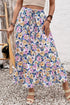 Floral Print Lace Up High Waist Ruffle Maxi Skirt