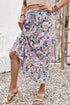 Floral Print Lace Up High Waist Ruffle Maxi Skirt
