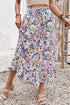Floral Print Lace Up High Waist Ruffle Maxi Skirt