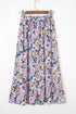 Floral Print Lace Up High Waist Ruffle Maxi Skirt