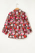 Floral Print Lace Up Neck Cotton Blend Three Quarter Sleeve Blouse