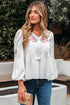 Floral Print Lace Up V Neck Babydoll Blouse