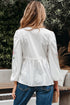 Floral Print Lace Up V Neck Babydoll Blouse