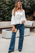 Floral Print Lace Up V Neck Babydoll Blouse