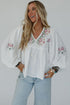 Floral Print Lace Up V Neck Babydoll Blouse