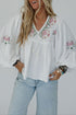 Floral Print Lace Up V Neck Babydoll Blouse