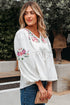 Floral Print Lace Up V Neck Babydoll Blouse