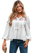 Floral Print Lace Up V Neck Babydoll Blouse