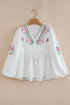 Floral Print Lace Up V Neck Babydoll Blouse