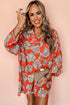 Floral Print Lapel Collar Loose Shirt Mini Dress
