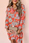 Floral Print Lapel Collar Loose Shirt Mini Dress
