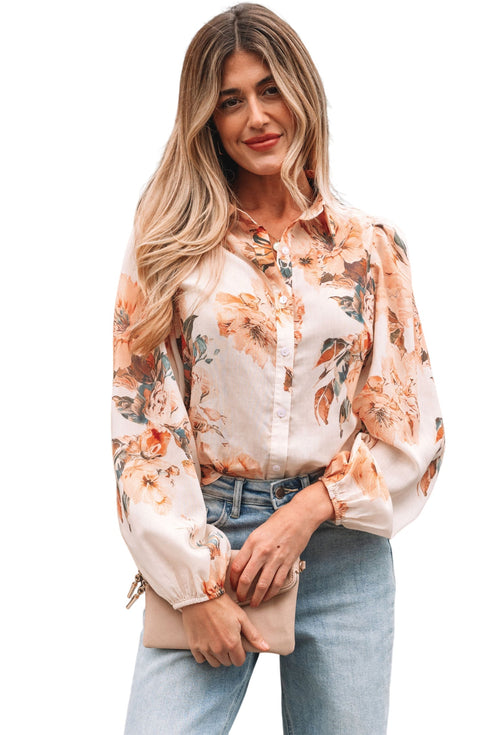 Floral Print Long Sleeve Button Down Shirt
