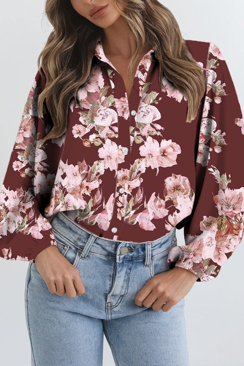Floral Print Long Sleeve Button Down Shirt