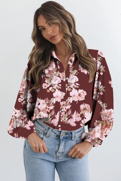 Floral Print Long Sleeve Button Down Shirt