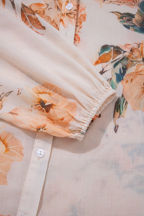 Floral Print Long Sleeve Button Down Shirt