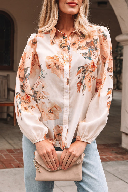 Floral Print Long Sleeve Button Down Shirt