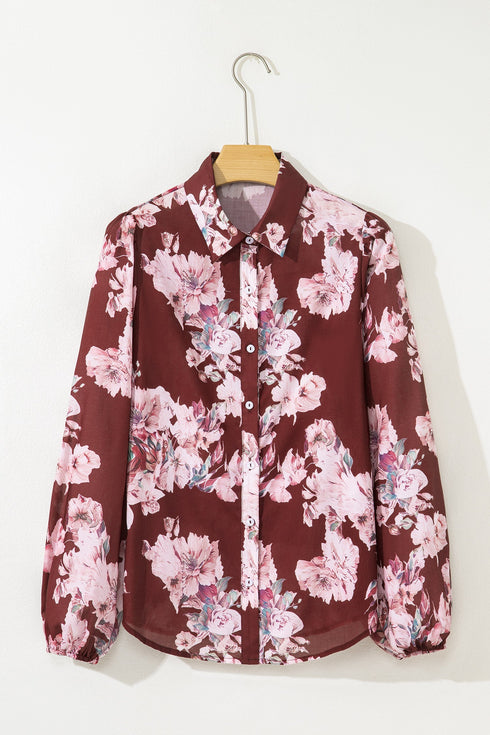 Floral Print Long Sleeve Button Down Shirt