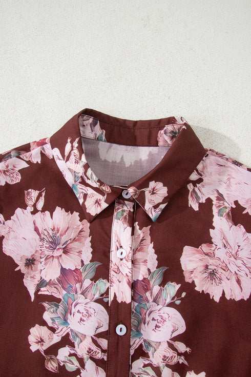 Floral Print Long Sleeve Button Down Shirt