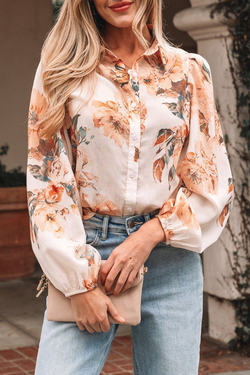 Floral Print Long Sleeve Button Down Shirt