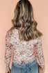 Floral Print Long Sleeve High Neck Mesh Blouse