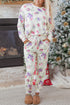 Floral Print Long Sleeve Pullover Drawstring Lounge Set