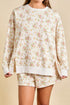 Floral Print Long Sleeve Shift Top Pocketed Short Set