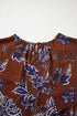 Floral Print Long Sleeve Smocked Cuff Shift Blouse