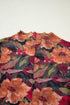 Floral Print Mesh Mock Neck Lettuce Trim Top