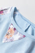 Floral Print Mixed Media Waffle Knit Pullover Top