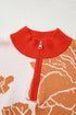 Floral Print Mock Neck Quarter Zip Pullover Sweater