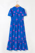 Floral Print Notched Neck Butterfly Sleeve Shift Maxi Dress
